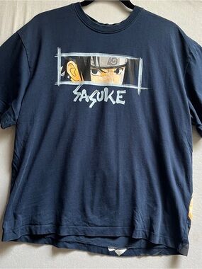 Naruto Sasuke Oversized Fit Graphic 100% Cotton T Shirt Sz M